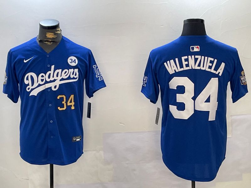 Men Los Angeles Dodgers 34 Valenzuela Blue Game 2024 Nike MLB Jersey style 11213